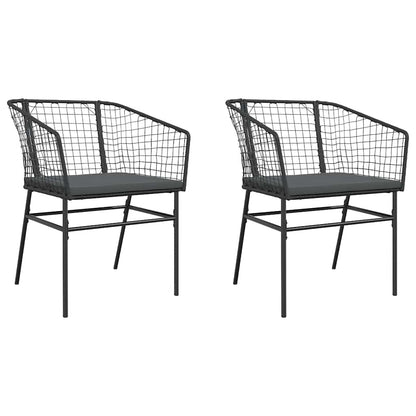 Sedie da Giardino con Cuscini 2 pz Nere in Polyrattan | homemem39