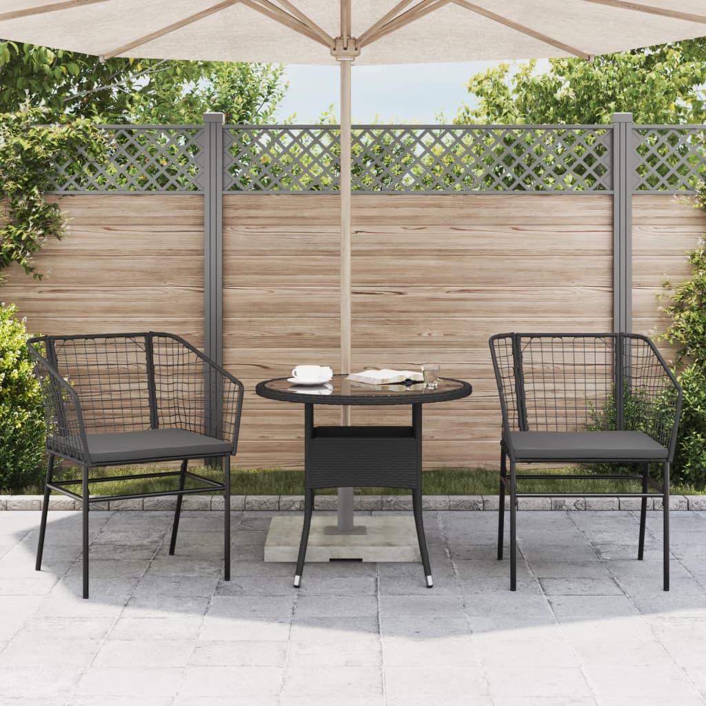 Sedie da Giardino con Cuscini 2 pz Nere in Polyrattan | homemem39