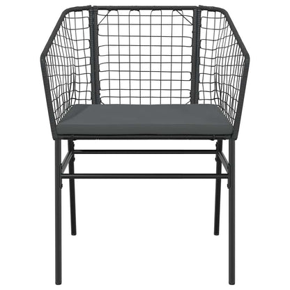 Sedie da Giardino con Cuscini 2 pz Nere in Polyrattan | homemem39