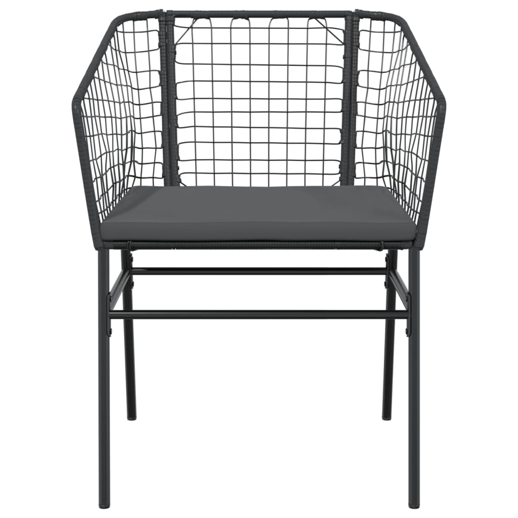 Sedie da Giardino con Cuscini 2 pz Nere in Polyrattan - homemem39
