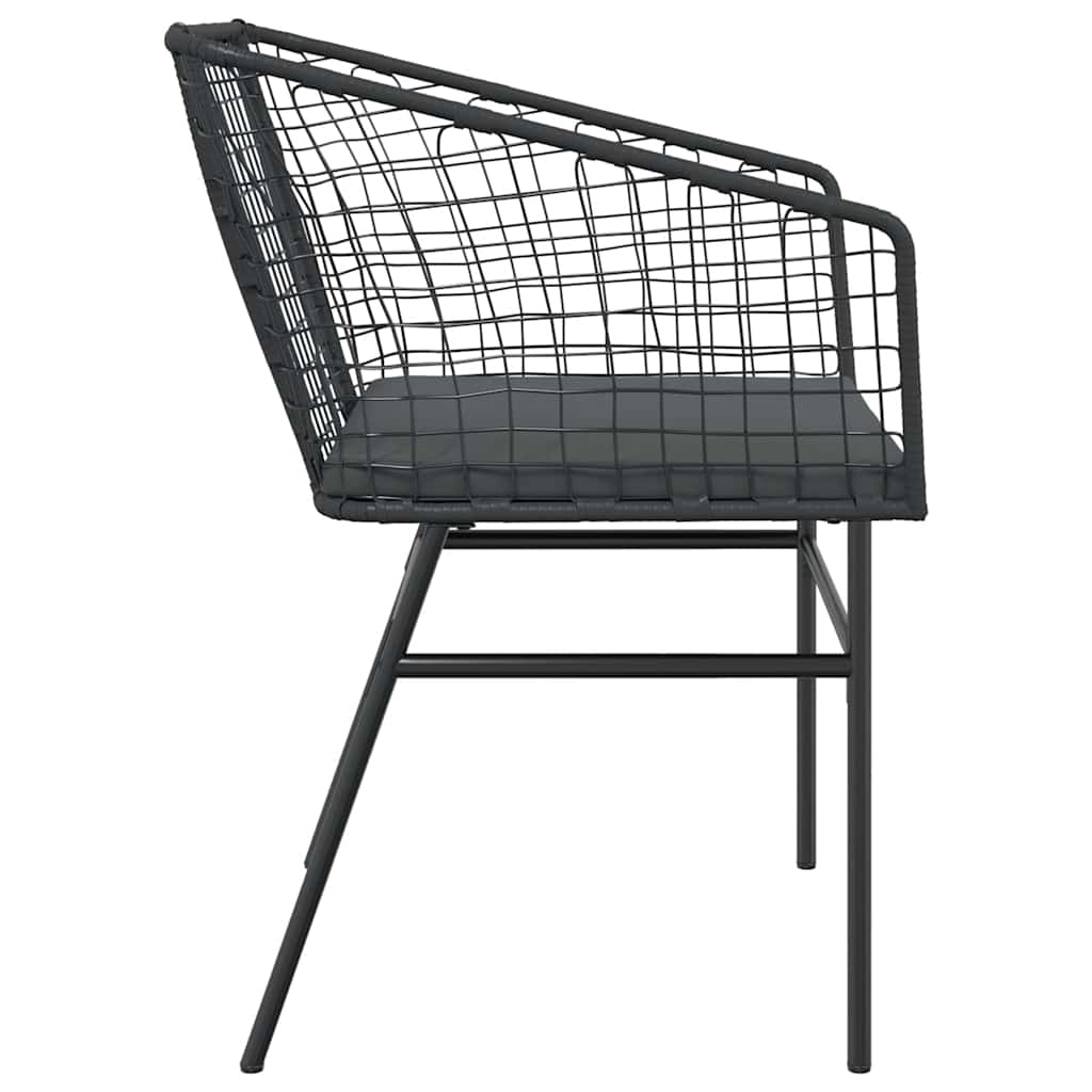 Sedie da Giardino con Cuscini 2 pz Nere in Polyrattan | homemem39
