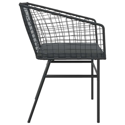 Sedie da Giardino con Cuscini 2 pz Nere in Polyrattan | homemem39