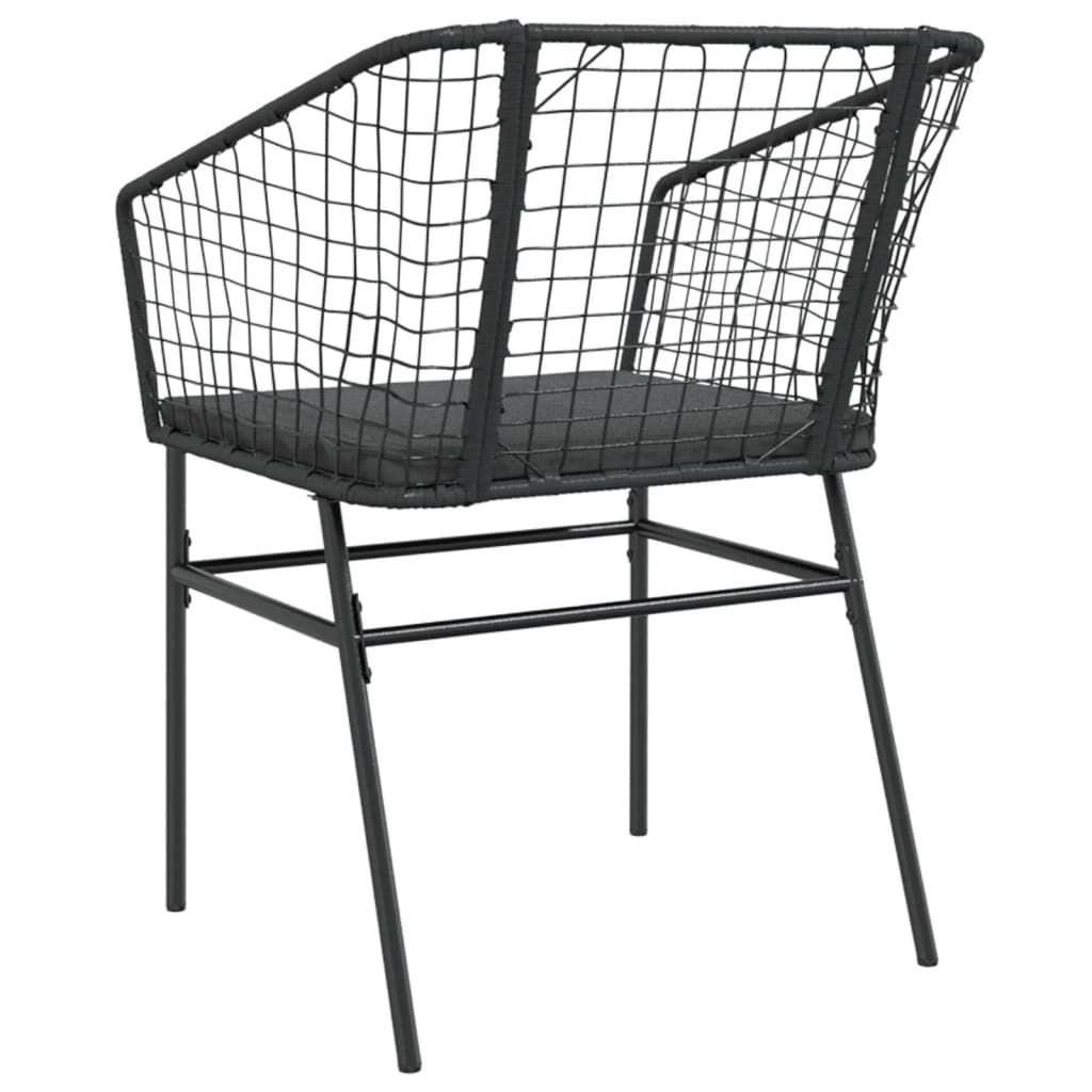 Sedie da Giardino con Cuscini 2 pz Nere in Polyrattan - homemem39