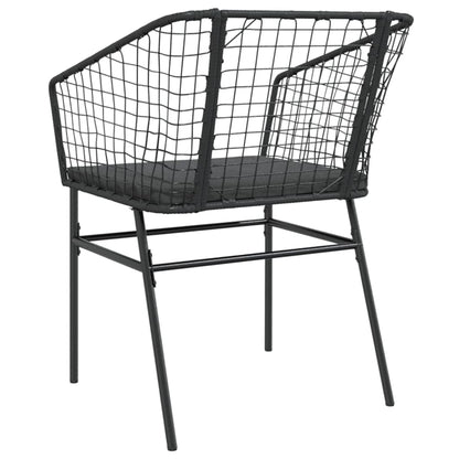Sedie da Giardino con Cuscini 2 pz Nere in Polyrattan - homemem39