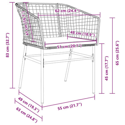 Sedie da Giardino con Cuscini 2 pz Nere in Polyrattan | homemem39