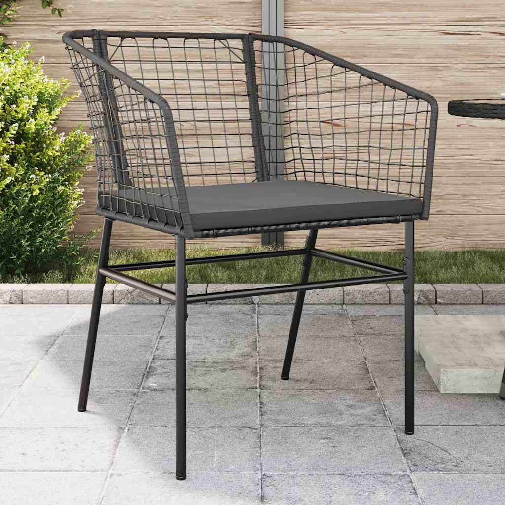 Sedie da Giardino con Cuscini 2 pz Nere in Polyrattan | homemem39