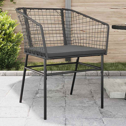 Sedie da Giardino con Cuscini 2 pz Nere in Polyrattan | homemem39