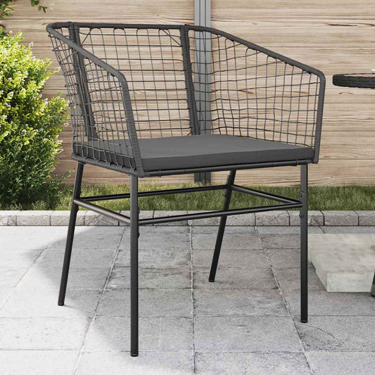 Sedie da Giardino con Cuscini 2 pz Nere in Polyrattan | homemem39