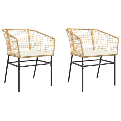 Sedie da Giardino 2pz con Cuscini Marrone in Polyrattan - homemem39