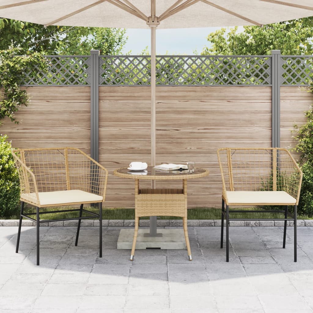 Sedie da Giardino 2pz con Cuscini Marrone in Polyrattan | homemem39