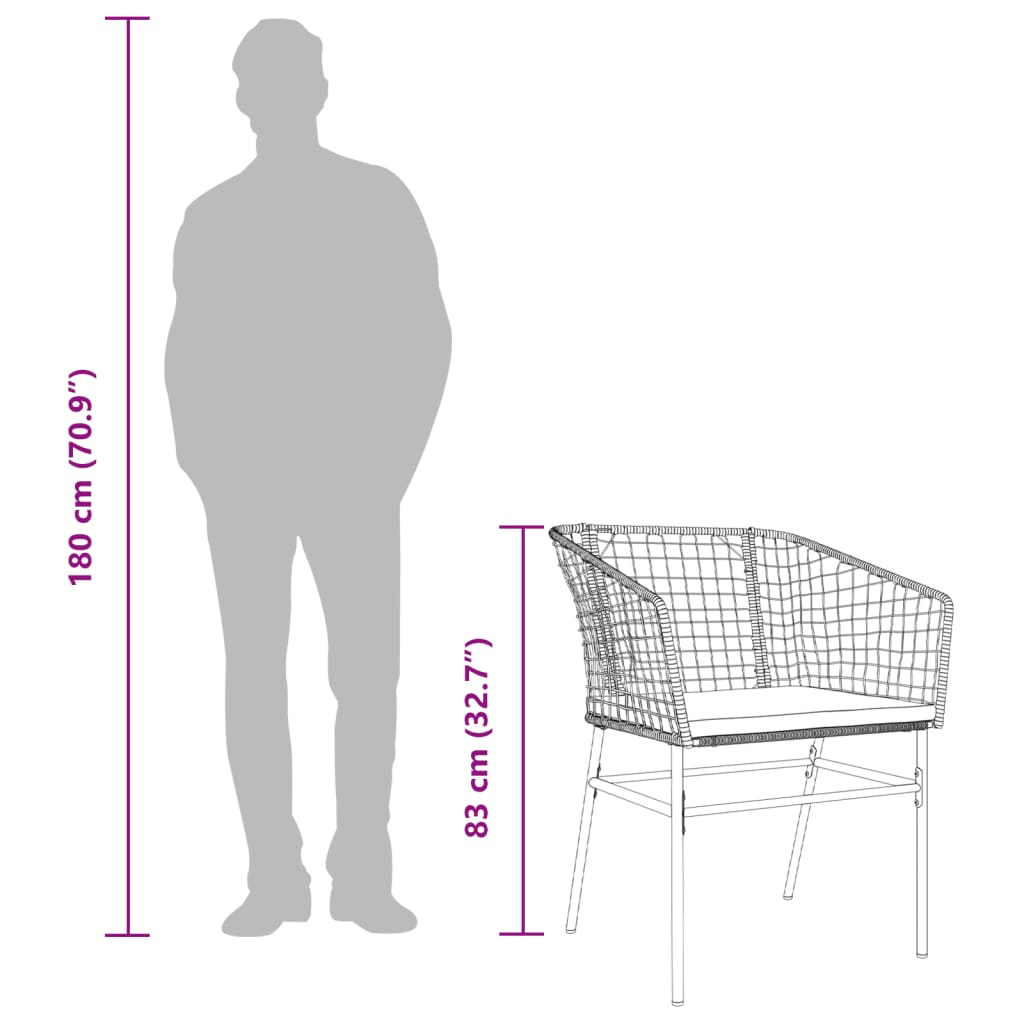 Sedie da Giardino 2pz con Cuscini Marrone in Polyrattan | homemem39