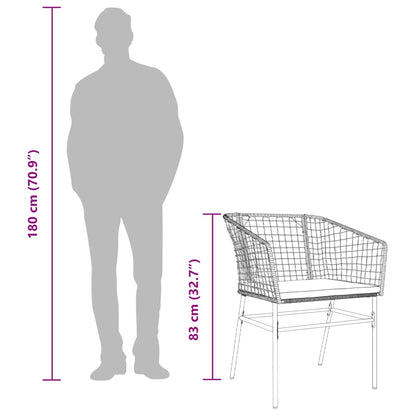 Sedie da Giardino 2pz con Cuscini Marrone in Polyrattan | homemem39