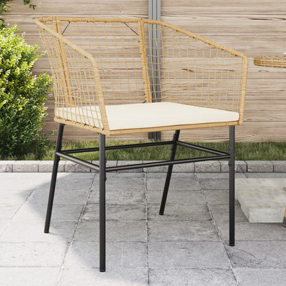 Sedie da Giardino 2pz con Cuscini Marrone in Polyrattan - homemem39