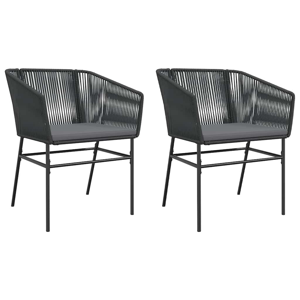 Sedie da Giardino con Cuscini 2 pz Nere in Polyrattan | homemem39