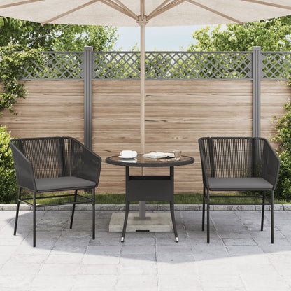 Sedie da Giardino con Cuscini 2 pz Nere in Polyrattan - homemem39