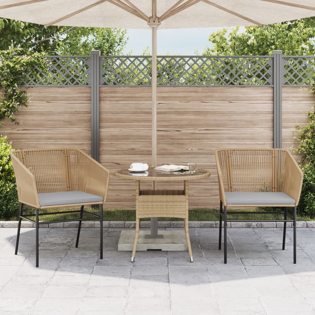Sedie da Giardino 2pz con Cuscini Marrone in Polyrattan - homemem39