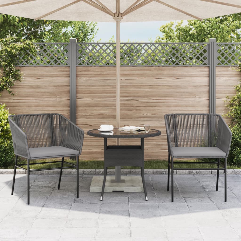 Sedie da Giardino 2 pz con Cuscini Grigio in Polyrattan - homemem39