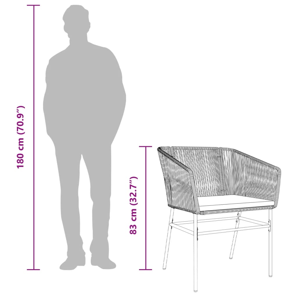 Sedie da Giardino 2 pz con Cuscini Grigio in Polyrattan - homemem39