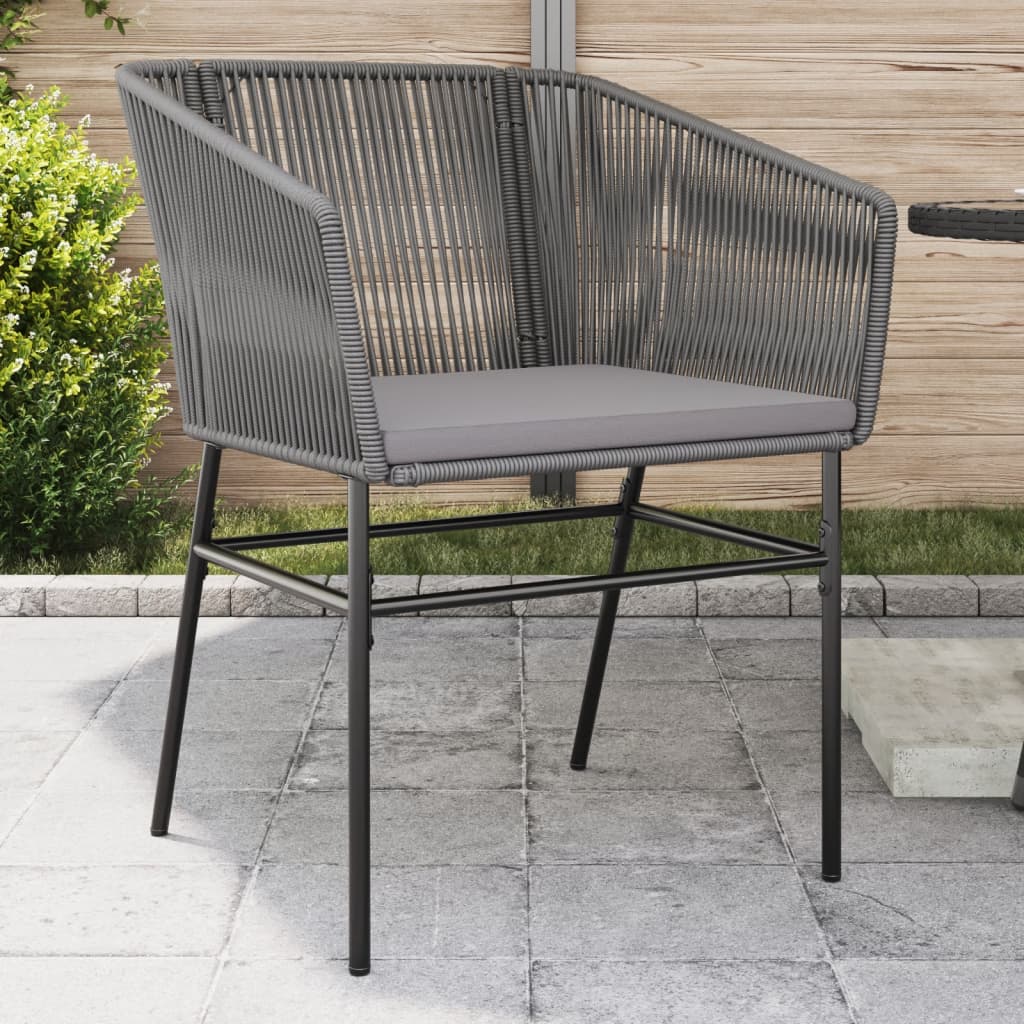 Sedie da Giardino 2 pz con Cuscini Grigio in Polyrattan - homemem39