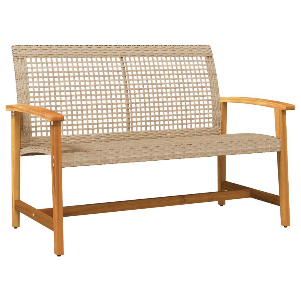 Panca da Giardino Beige 112 cm in Polyrattan e Legno di Acacia - homemem39