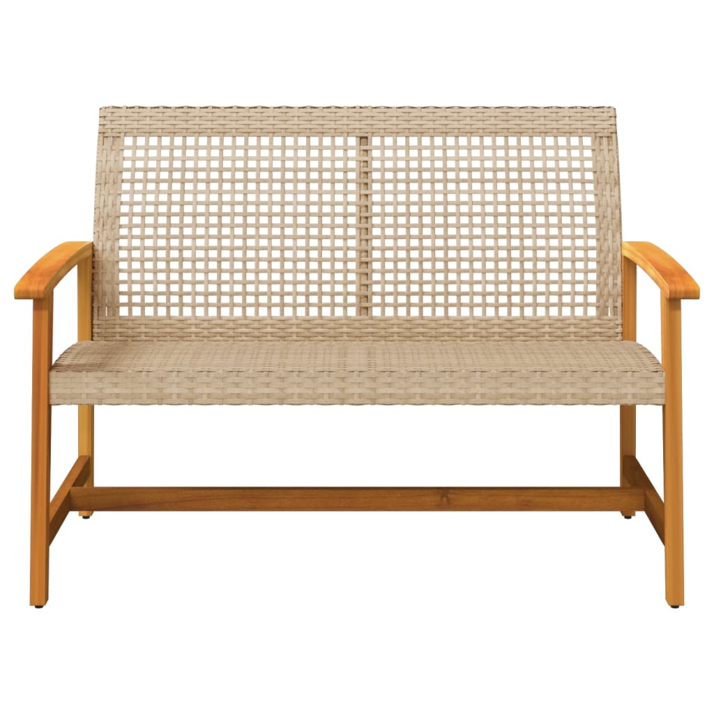 Panca da Giardino Beige 112 cm in Polyrattan e Legno di Acacia - homemem39