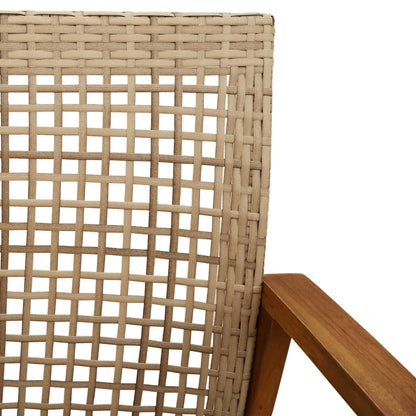 Panca da Giardino Beige 112 cm in Polyrattan e Legno di Acacia - homemem39