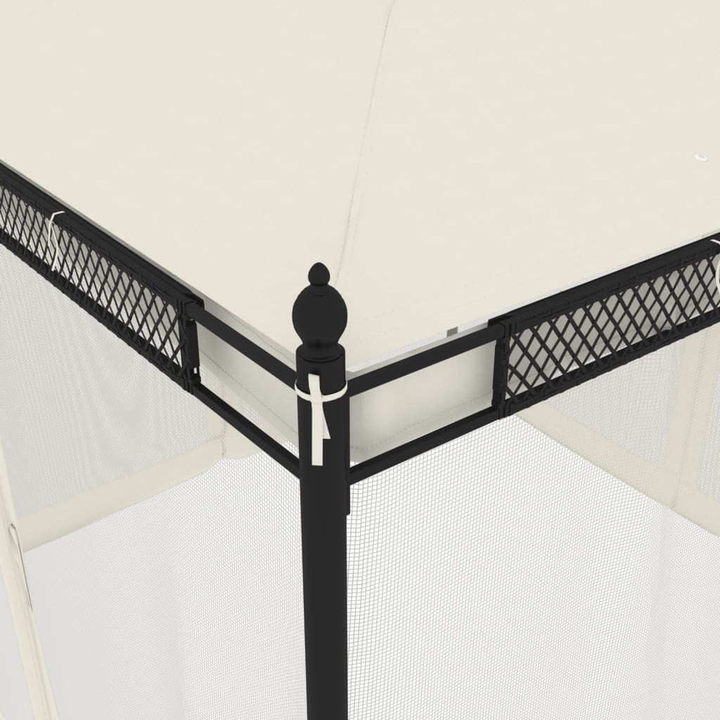 Gazebo con Pareti in Rete Crema 2,93x2,93 m in Acciaio | homemem39