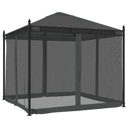 Gazebo con Pareti in Rete Antracite 2,93x2,93 m in Acciaio | homemem39
