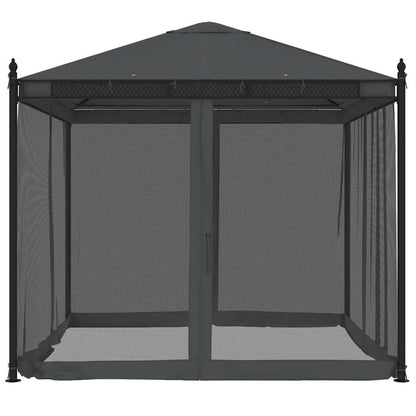Gazebo con Pareti in Rete Antracite 2,93x2,93 m in Acciaio | homemem39