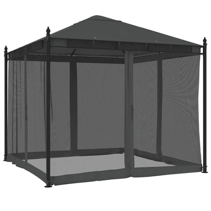 Gazebo con Pareti in Rete Antracite 2,93x2,93 m in Acciaio | homemem39