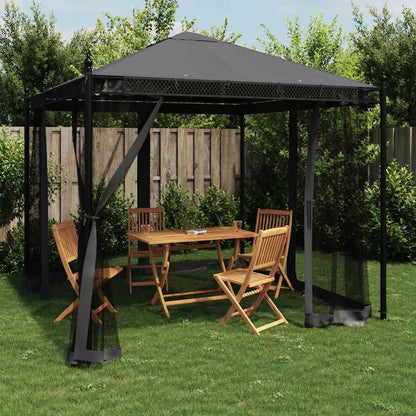 Gazebo con Pareti in Rete Antracite 2,93x2,93 m in Acciaio | homemem39