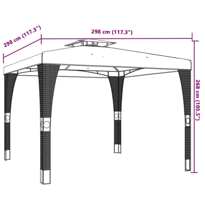 Gazebo con Tetto Doppio Crema 2,98x2,98 m in Acciaio | homemem39