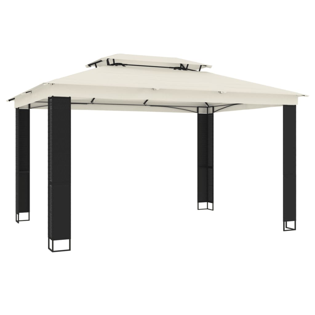 Gazebo con Tetto Doppio Crema 3,94x2,96 m in Acciaio | homemem39