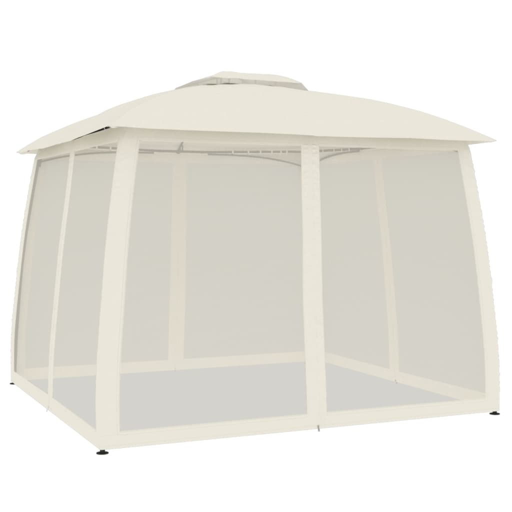 Gazebo con Tetto Doppio e Pareti Rete Crema 2,93x2,93 m Acciaio | homemem39