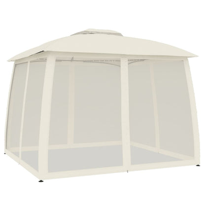Gazebo con Tetto Doppio e Pareti Rete Crema 2,93x2,93 m Acciaio | homemem39