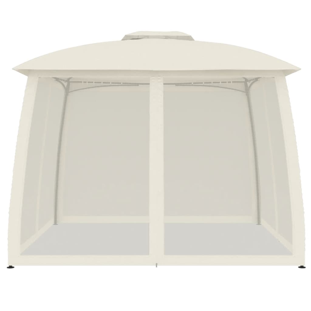 Gazebo con Tetto Doppio e Pareti Rete Crema 2,93x2,93 m Acciaio | homemem39
