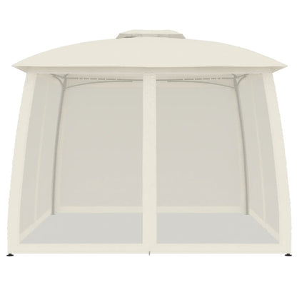 Gazebo con Tetto Doppio e Pareti Rete Crema 2,93x2,93 m Acciaio | homemem39