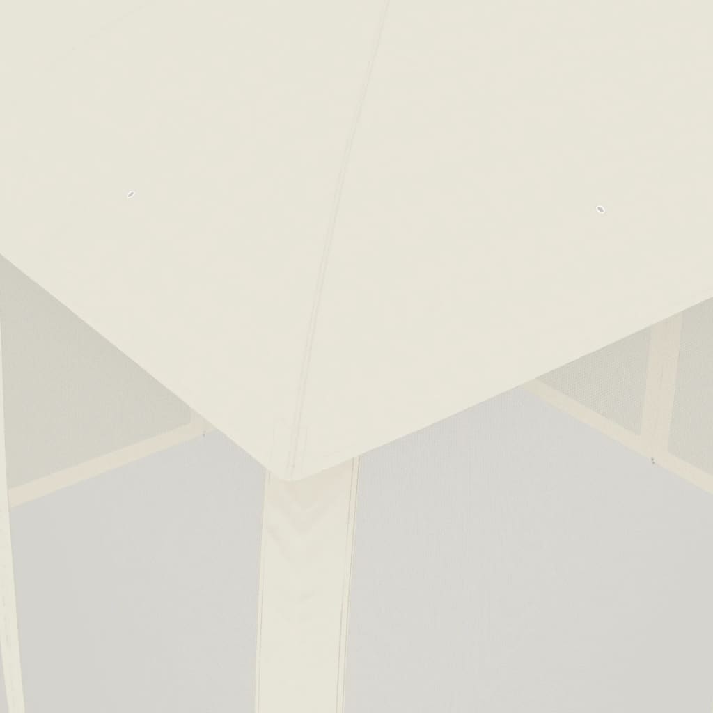 Gazebo con Tetto Doppio e Pareti Rete Crema 2,93x2,93 m Acciaio | homemem39
