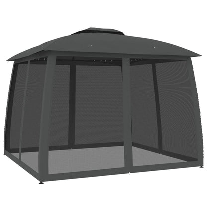 Gazebo Tetto Doppio e Pareti Rete Antracite 2,93x2,93 m Acciaio | homemem39