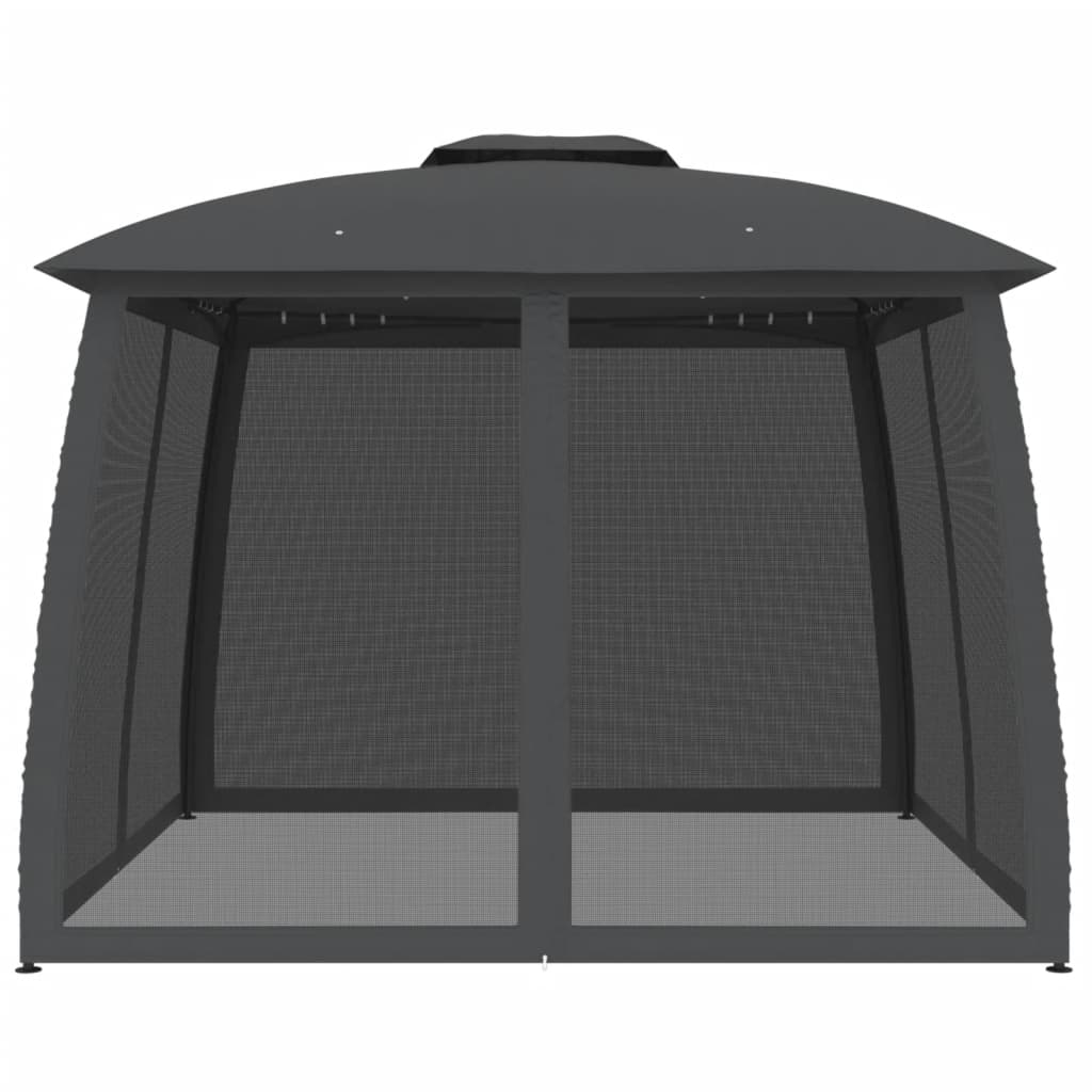 Gazebo Tetto Doppio e Pareti Rete Antracite 2,93x2,93 m Acciaio | homemem39