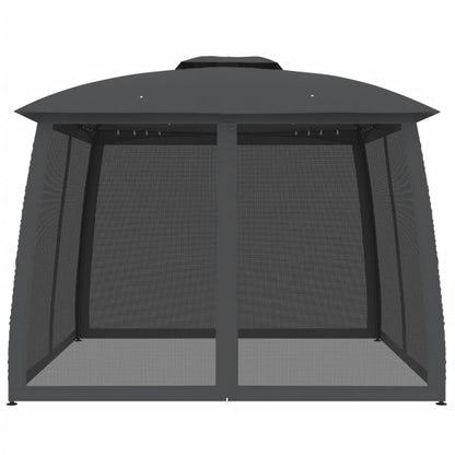 Gazebo Tetto Doppio e Pareti Rete Antracite 2,93x2,93 m Acciaio | homemem39