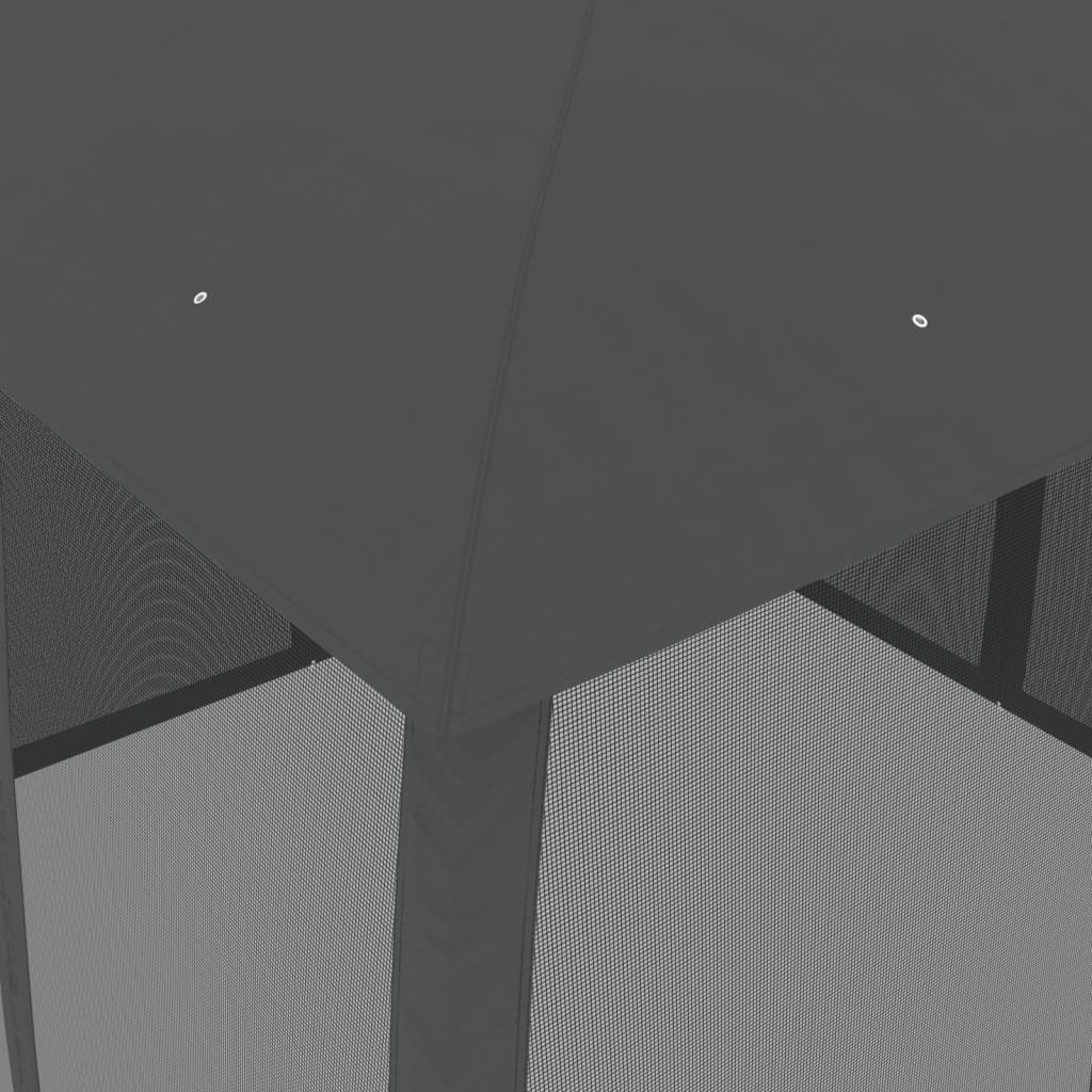Gazebo Tetto Doppio e Pareti Rete Antracite 2,93x2,93 m Acciaio | homemem39