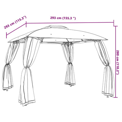 Gazebo Tetto Doppio e Pareti Rete Antracite 2,93x2,93 m Acciaio | homemem39
