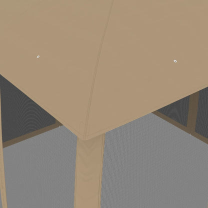 Gazebo con Tetto Doppio/Pareti Rete Tortora 2,93x2,93 m Acciaio