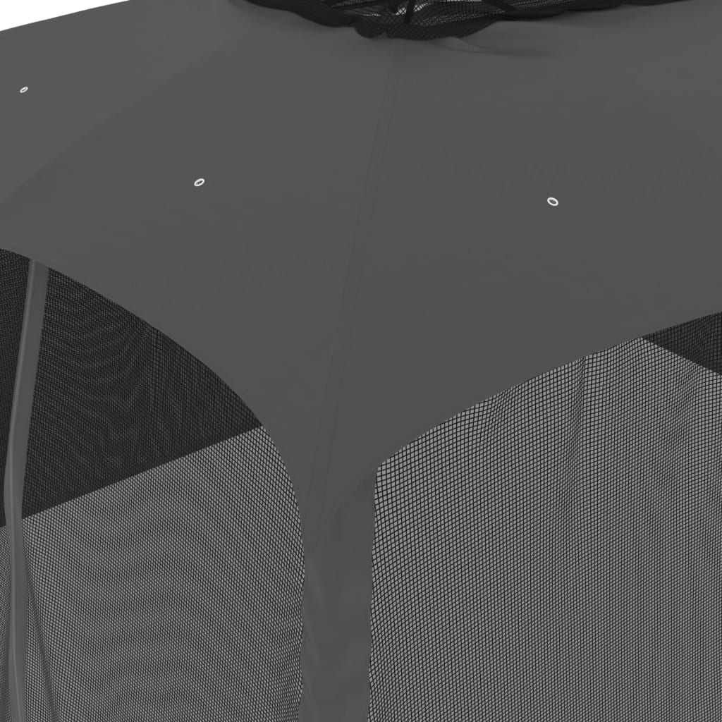 Gazebo Tetto Doppio e Pareti Rete Antracite 3,93x2,93 m Acciaio | homemem39