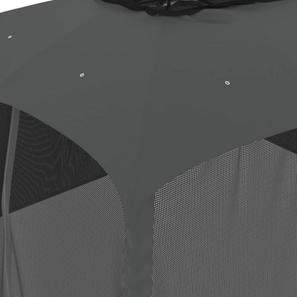 Gazebo Tetto Doppio e Pareti Rete Antracite 3,93x2,93 m Acciaio | homemem39