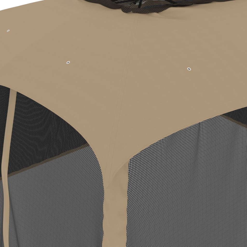 Gazebo con Tetto Doppio/Pareti Rete Tortora 3,93x2,93 m Acciaio | homemem39
