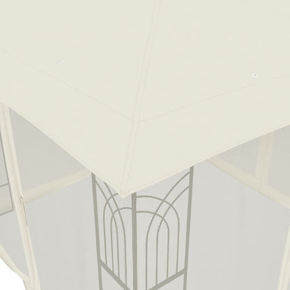 Gazebo con Tetto Doppio e Pareti Rete Crema 2,94x2,94 m Acciaio | homemem39
