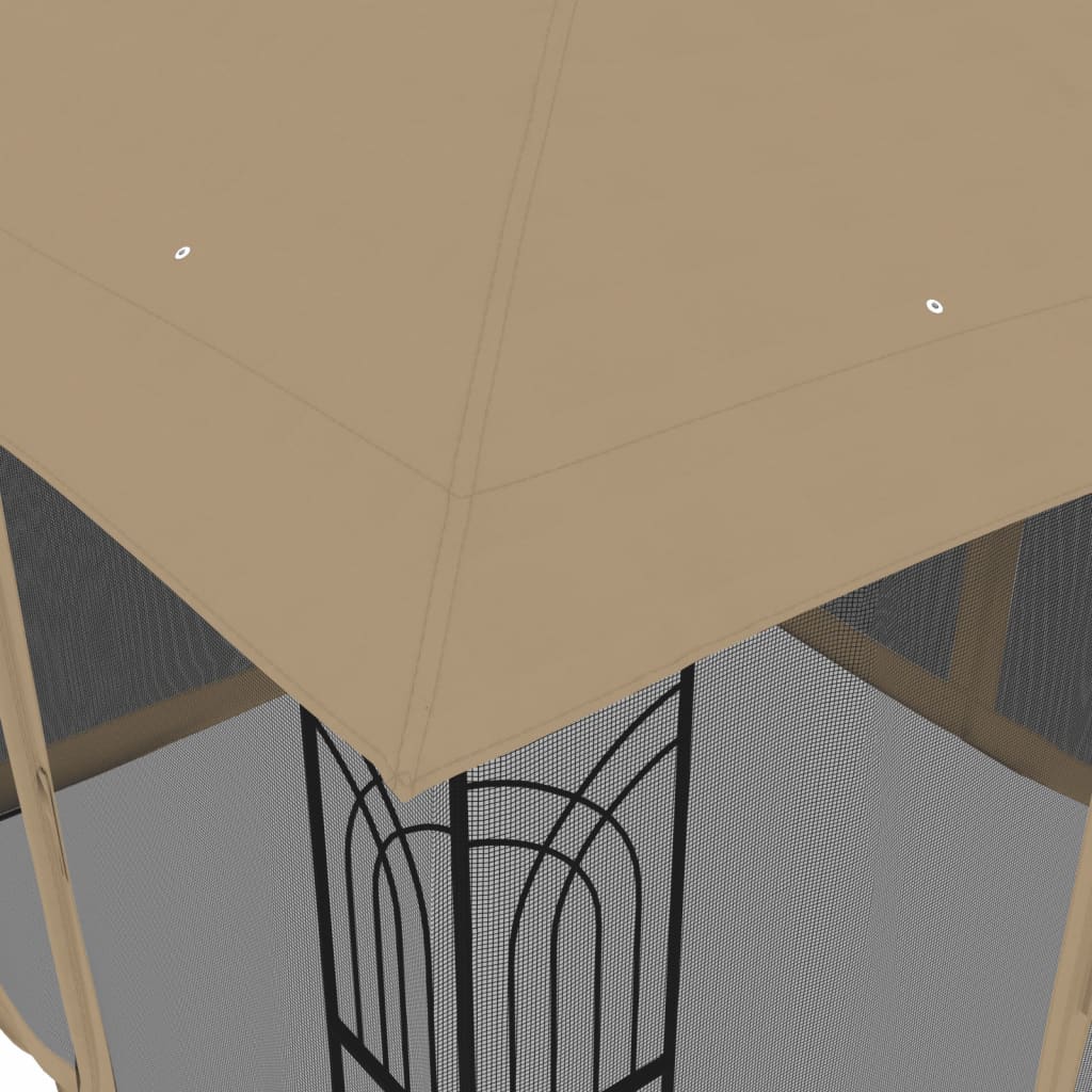 Gazebo con Tetto Doppio/Pareti Rete Tortora 2,94x2,94 m Acciaio | homemem39