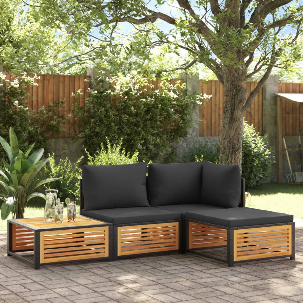 Sgabello da Giardino con Cuscini 68x68x30 cm Massello Acacia - homemem39